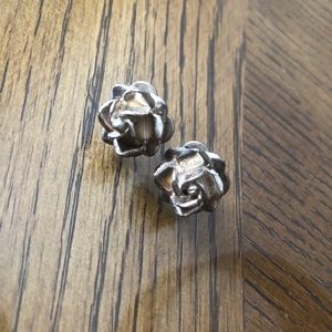 Silver rose stud earrings